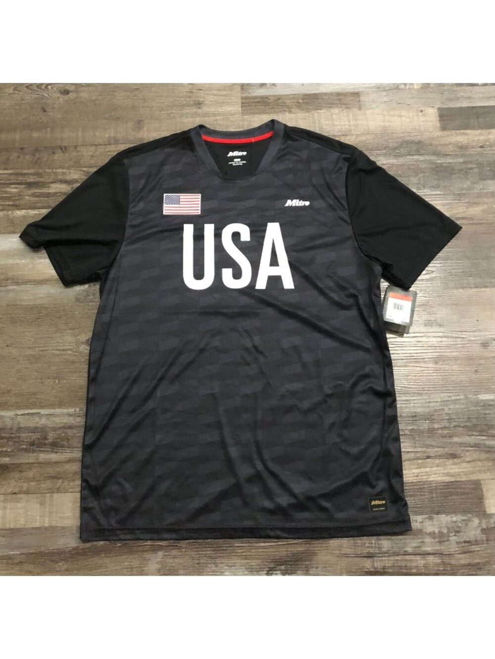 Mitre Mens Medium USA Soccer Jersey Shirt Black New with Tags